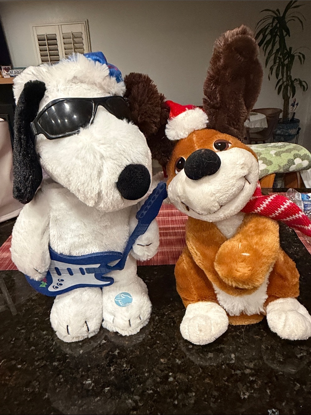 Plush White & Brown Holiday Toy Duo - Festive Plush Pets